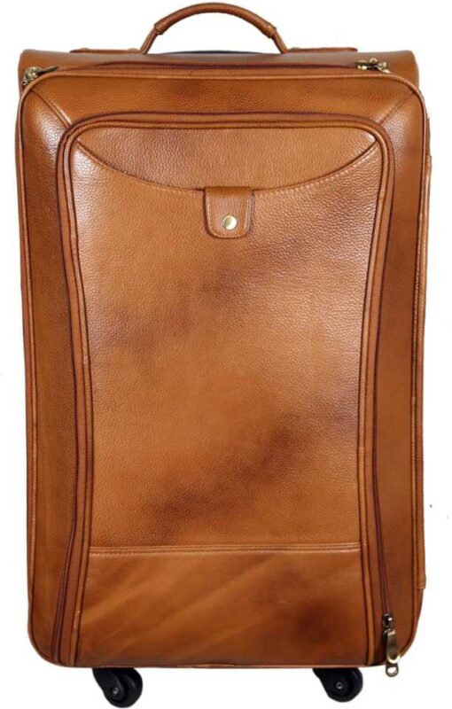 Genuine Leather Trolley bag Small Travel Bag - Large (Tan) - Ambur Online  Leathers