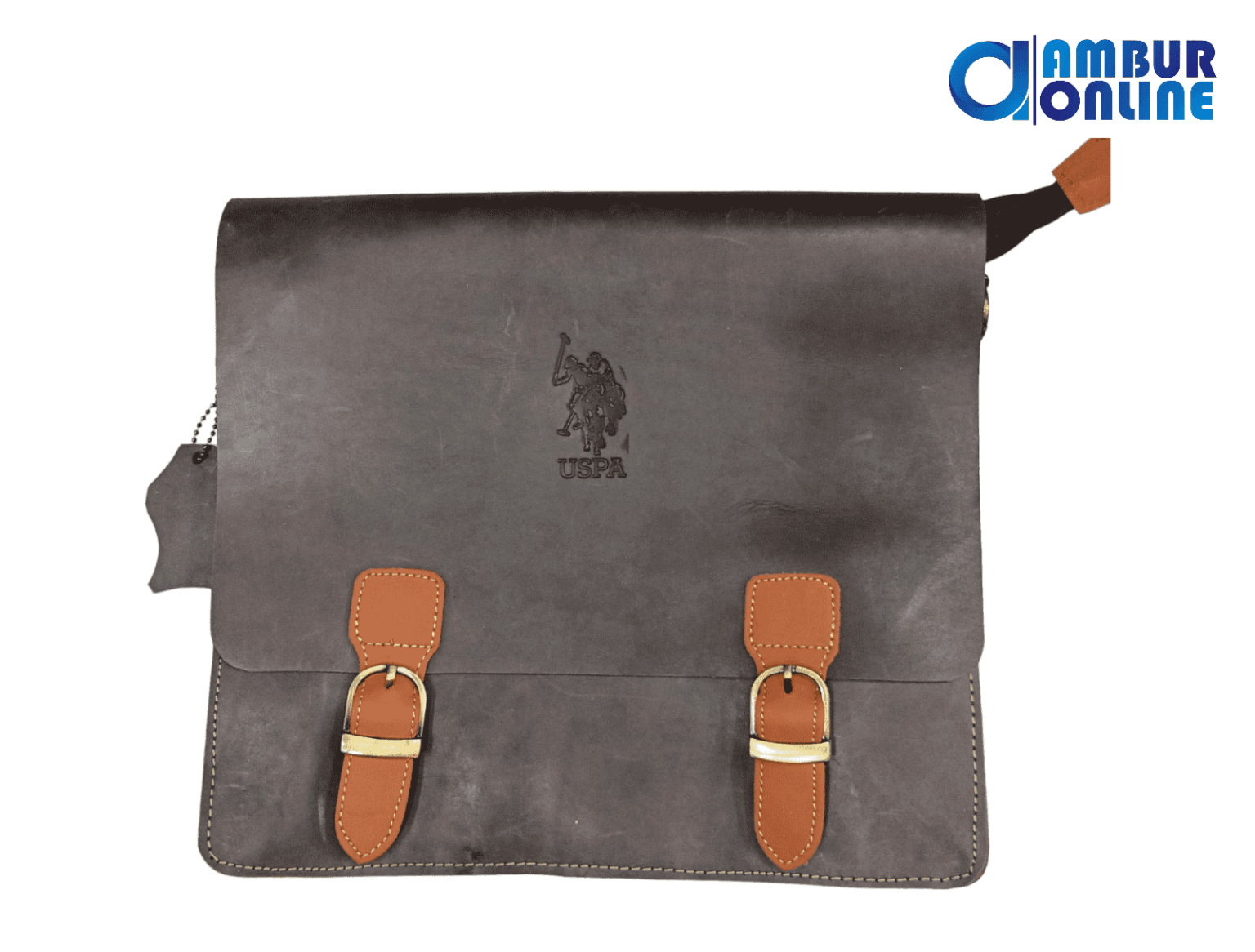 USPA Men's bag - Double buckle oil pullup & Nubuck leather - Ambur ...
